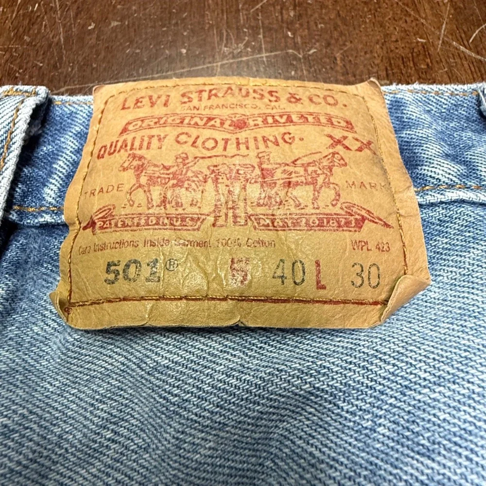Vtg Levi's 501 Straight Leg Jeans Men 40x30 Light Wash Blue Button Fly Y2K